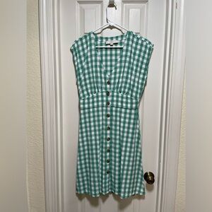 Loft dress- green gingham size 2